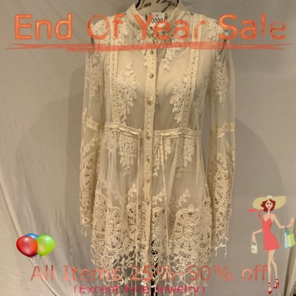 V Cristina Tops - Previously loved- V Cristina cream lace blouse